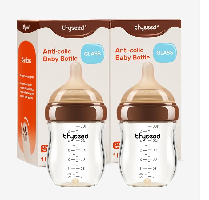 Thyseed Glass Natural Anti-Colic Baby Bottles | Newborn Breast Like Nursing by thyseed