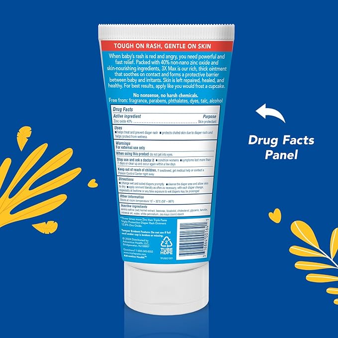 Triple Paste 3X Max Diaper Rash Ointment, Maximum Strength Zinc Oxide Ointment - Image 2