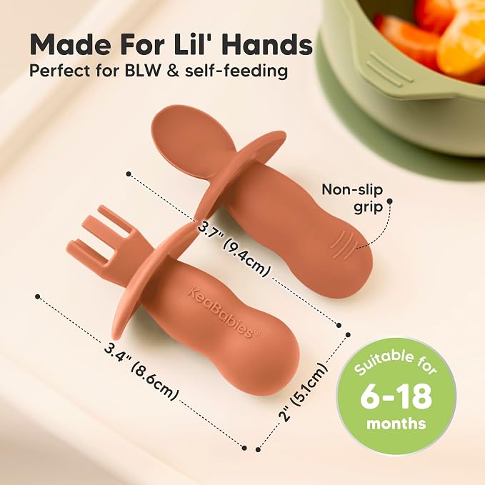 KeaBabies 4-Pack Silicone Baby Spoons and Forks Set - Image 3
