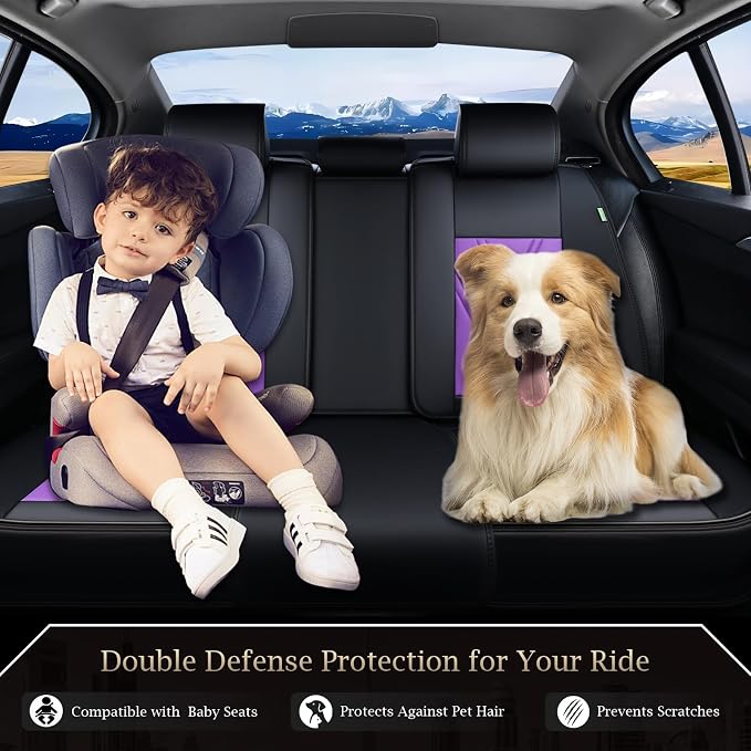 FLORICH Rear Seat Covers Leather Car Seat Covers Waterproof Back Seat Cover - Image 3