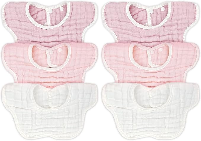 Muslin Baby Bibs for Drooling and Teething Newborn Drool Bibs for Baby Girl Boy by DOSMINE