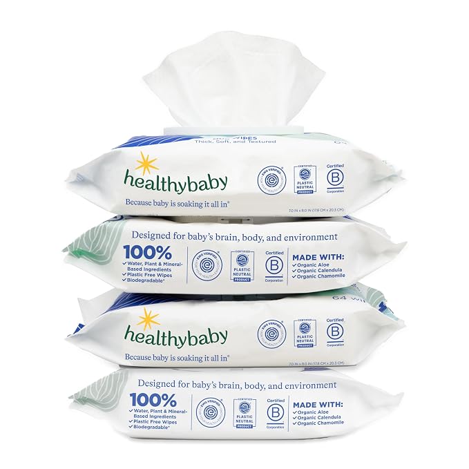 HealthyBaby Our Wet Wipes | EWG Verified Safe | 100% Water & Plant Based | by HealthyBaby
