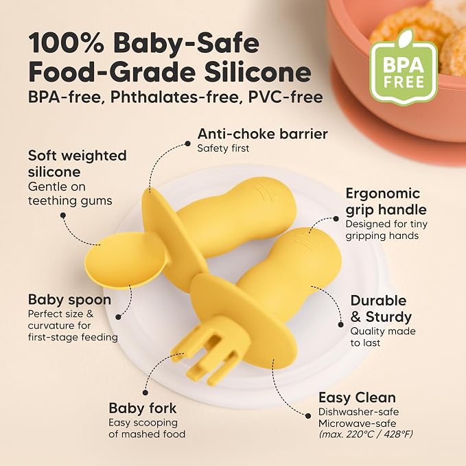 KeaBabies 4-Pack Silicone Baby Spoons and Forks Set - Image 2