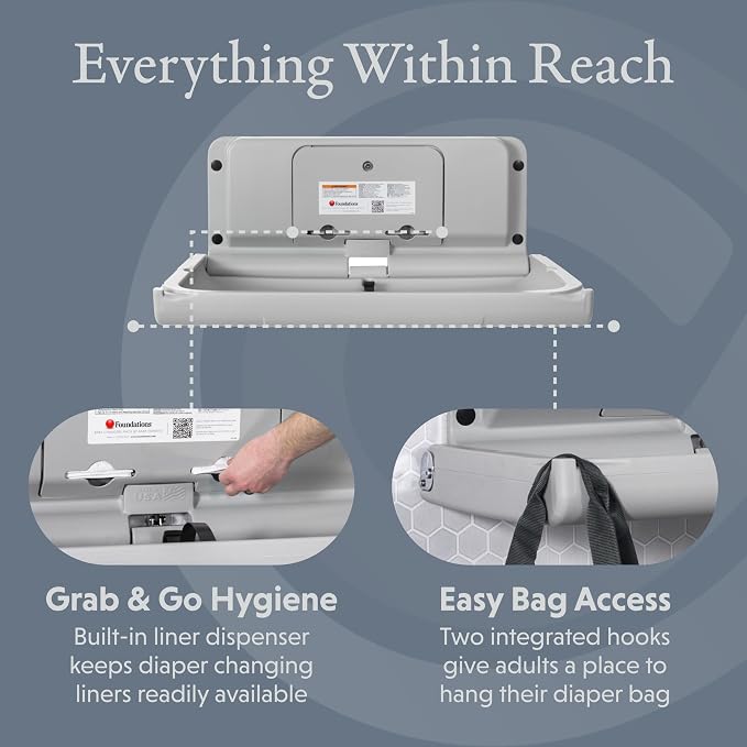 Foundations Ultra Horizontal Wall Mounted Baby Diaper Changing Station - Image 4