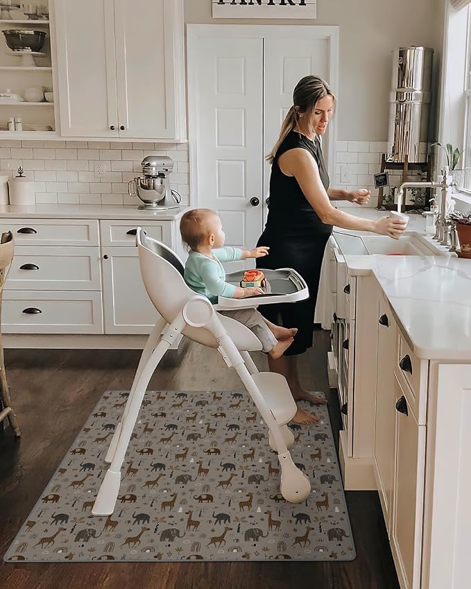 Blissful Diary Baby Splat Mat for Under High Chair, 50.4 x 50.4 Inch Wipeable - Image 4