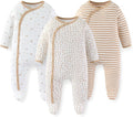 Unisex Baby Boy Girl Footies Rompers Cotton Long Sleeve 3 Pack Infant Jumpsuits by JELYLOVE