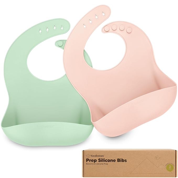 KeaBabies 2-Pack Silicone Baby Bibs by KeaBabies