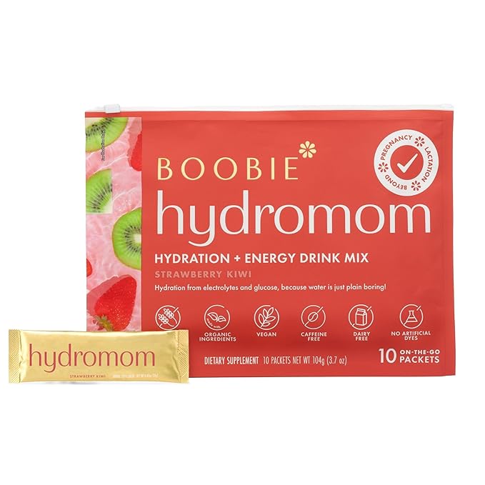 Boobie Hydromom Superfood Electrolyte Drink Mix, Strawberry Kiwi | Refreshing by Boobie