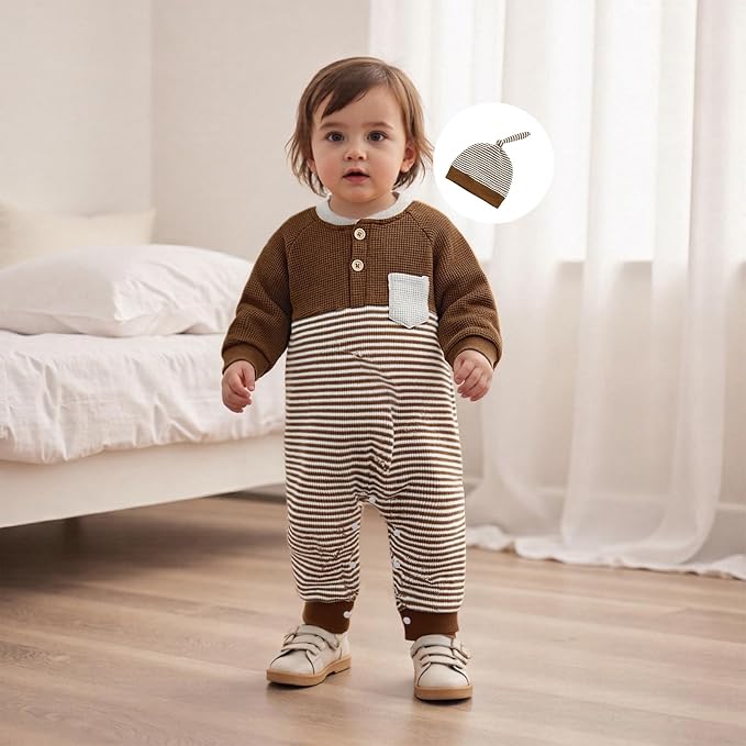 Kuriozud Newborn Infant Unisex Baby Boy Girl Clothes Button Romper Jumpsuit - Image 2