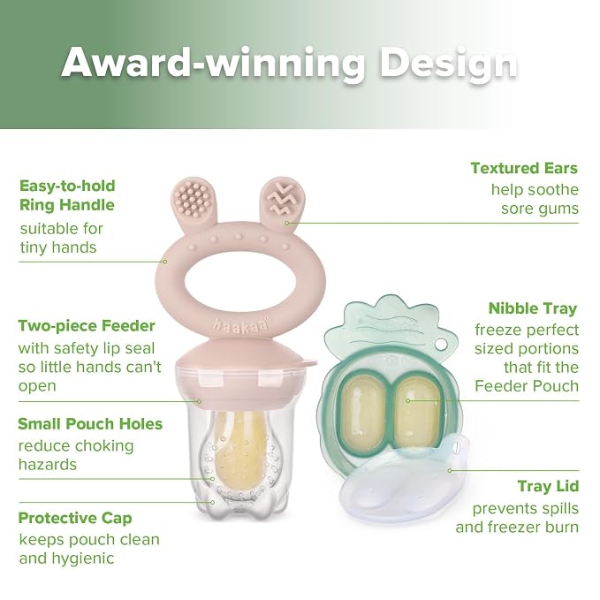 Haakaa Baby Fruit Food Feeder & Mini Freezer Nibble Tray Combo, Breastmilk - Image 4