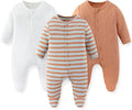 Unisex Baby Boy Girl Footies Rompers Cotton Long Sleeve 3 Pack Infant Jumpsuits by JELYLOVE