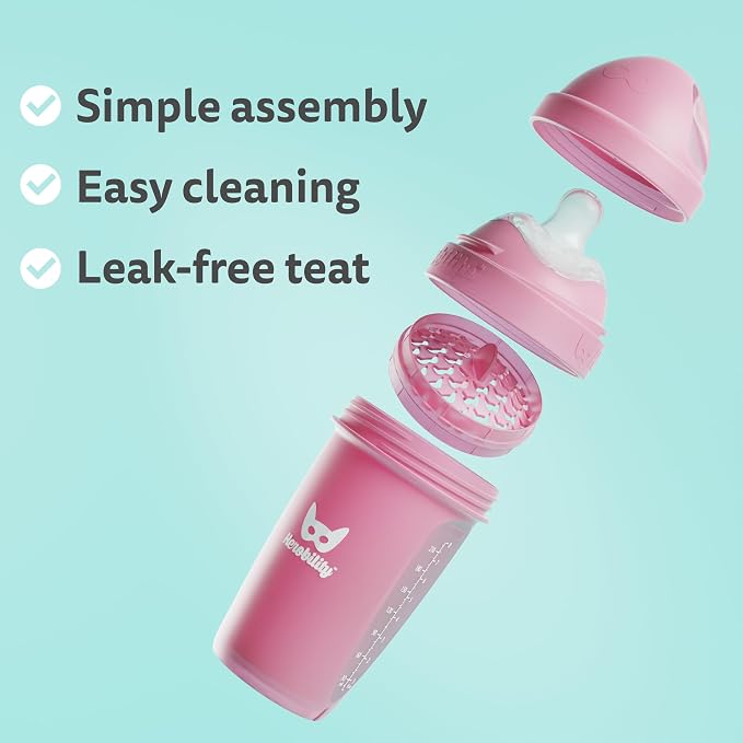 Herobility Double Anti-Colic Baby Bottles – 12 fl oz/340ml – 4-Pack – - Image 4