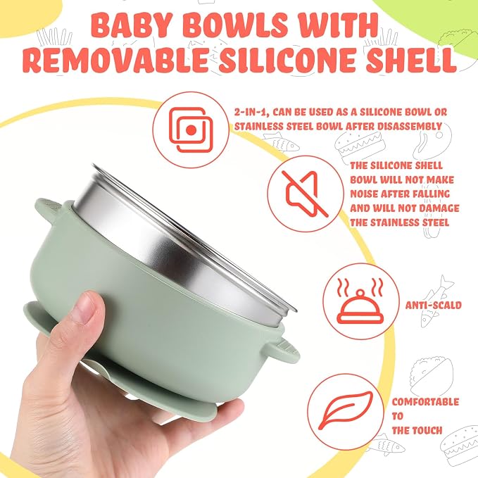 Nuogo 6 Pcs Stainless Steel Baby Bowls - Image 5