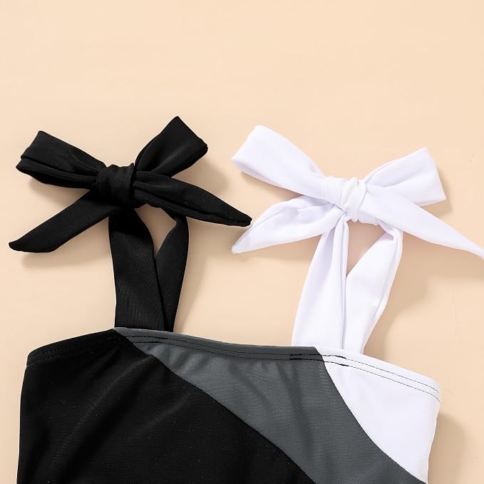 YOUNGER TREE Toddler Girls Two Pieces Swimsuit Color Block Stripe Swimwear - Image 4