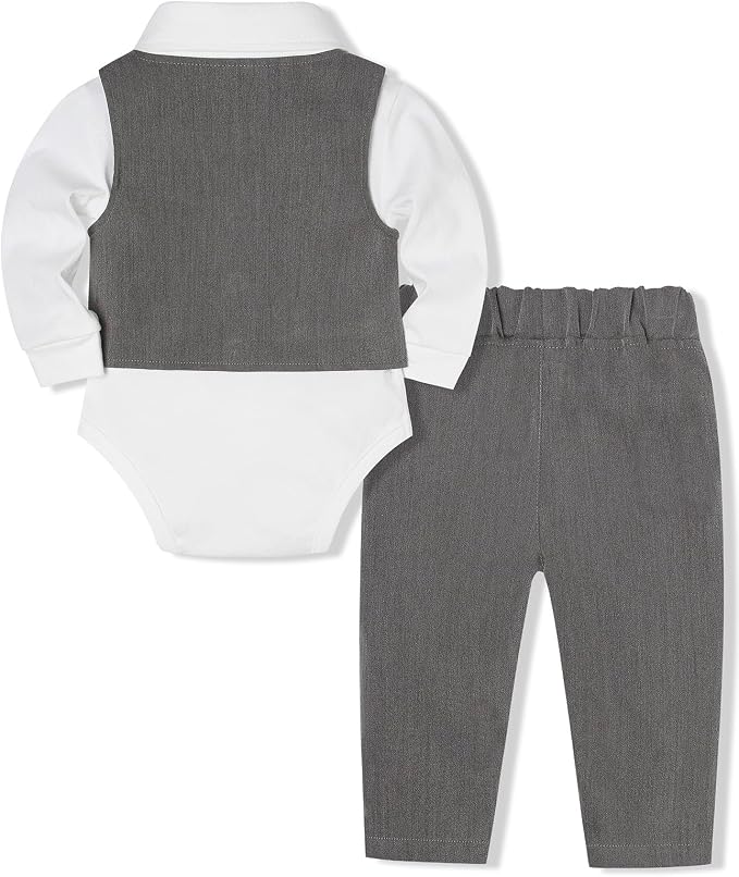 Baby Boy Clothes Suits Infant Gentleman Wedding Outfit Formal Dress Shirt Vest - Image 2