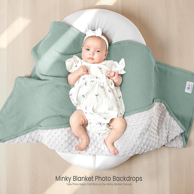 lulumoon Baby Blanket for Newborn Receiving: Minky Dot & Muslin Lightweight - Image 3