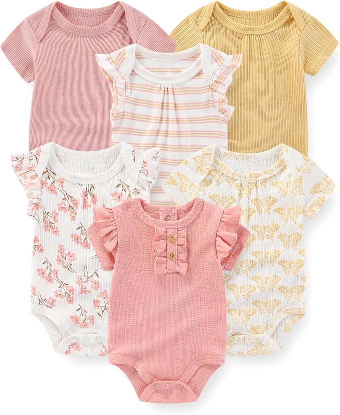 Fashion Baby Boy Girl Bodysuits 6-Pack Casual Cotton Soft Infants Outfit New by JELYLOVE