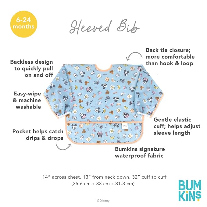 Bumkins Disney Sleeved Bib for Girl or Boy, Baby and Toddler for 6-24 Mos - Image 5