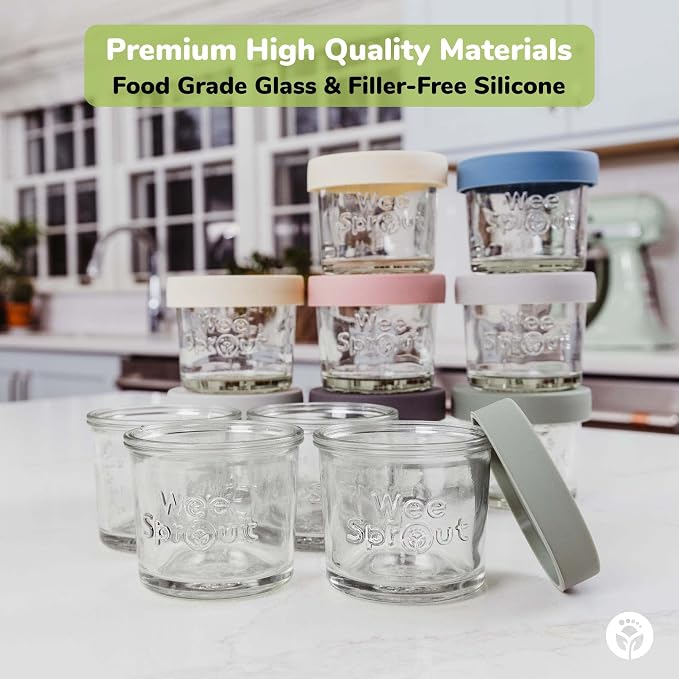 WeeSprout Glass Baby Food Storage Jars w/Lids Snack, Reusable Small Containers - Image 4