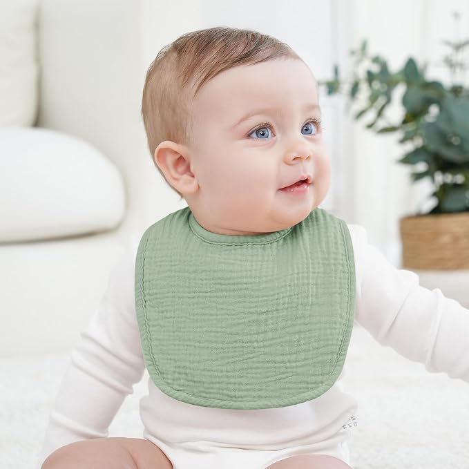 100% Cotton Muslin Baby Bibs 10-Pack Baby Drool Bibs - Image 4