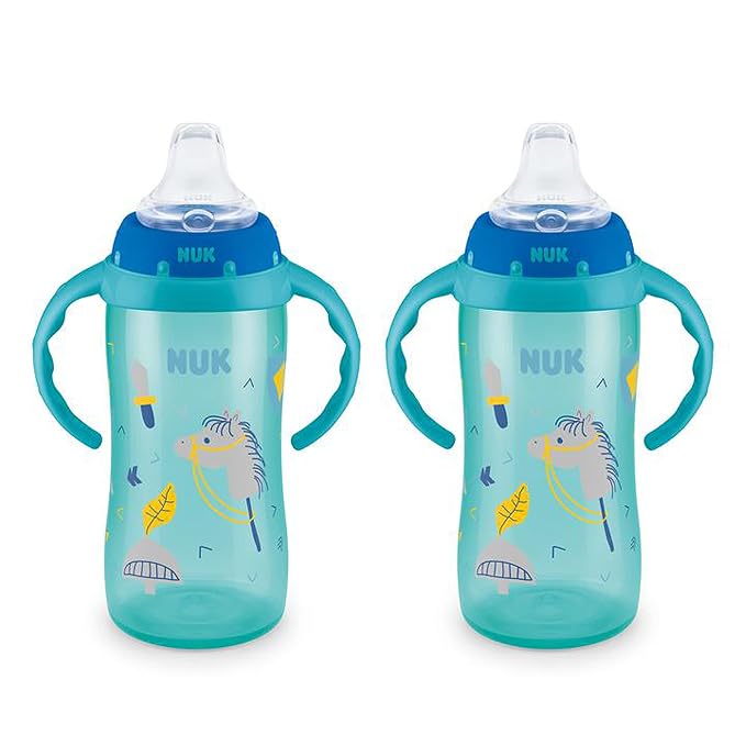 NUK Learner Cup, 10 oz, 2 Pack, 8+ Months – BPA Free, Spill Proof Sippy Cup by NUK