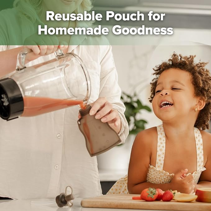 haakaa Reusable Baby Food Pouches Refillable Baby Squeeze Silicone Yummy Pouch - Image 2