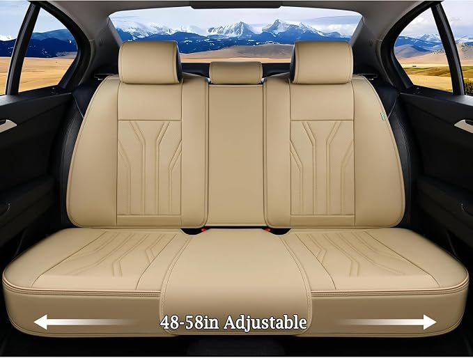 FLORICH Rear Seat Covers Leather Car Seat Covers Waterproof Back Seat Cover - Image 9