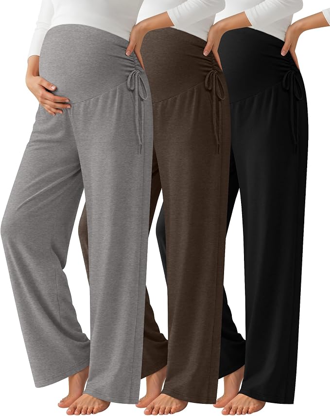 Neer 3 Pack Women's Maternity Pants Over The Belly Loose Pregnancy Pants by Neer