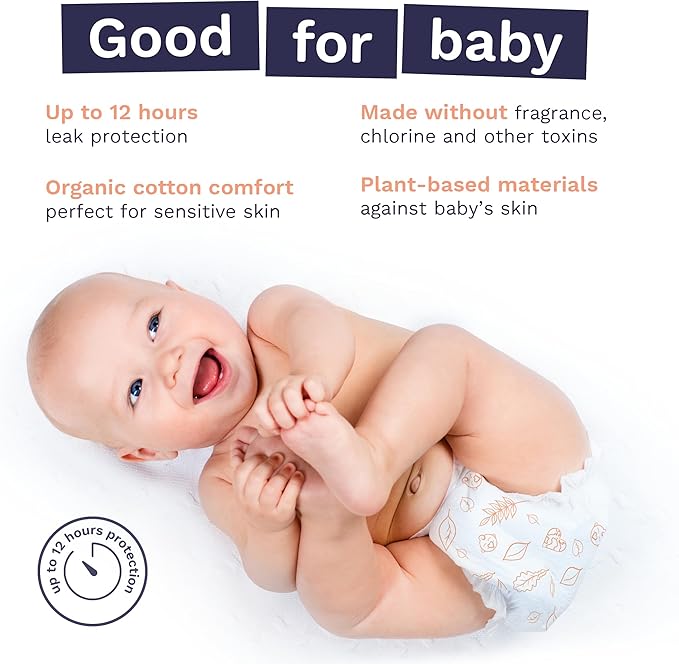 Pura Size 6 Eco-Friendly Diapers Hypoallergenic, Soft Organic Cotton, - Image 3