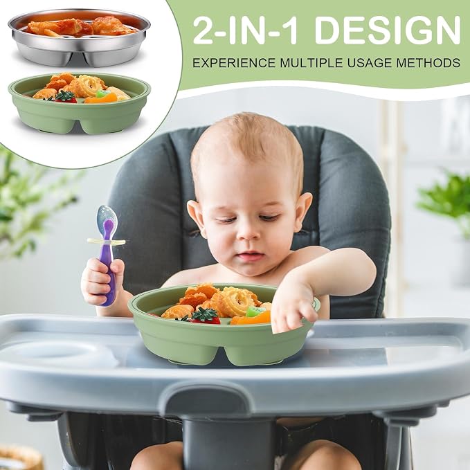 Nuogo 3 Pcs Stainless Steel Baby Suction Plates - Image 6