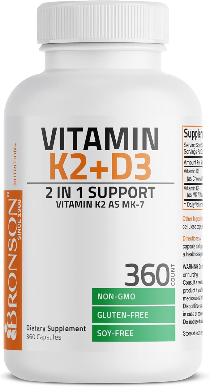 Bronson Vitamin K2 with D3 Supplement Non-GMO Formula 5000 IU Vitamin D3 & 90 - Image 5