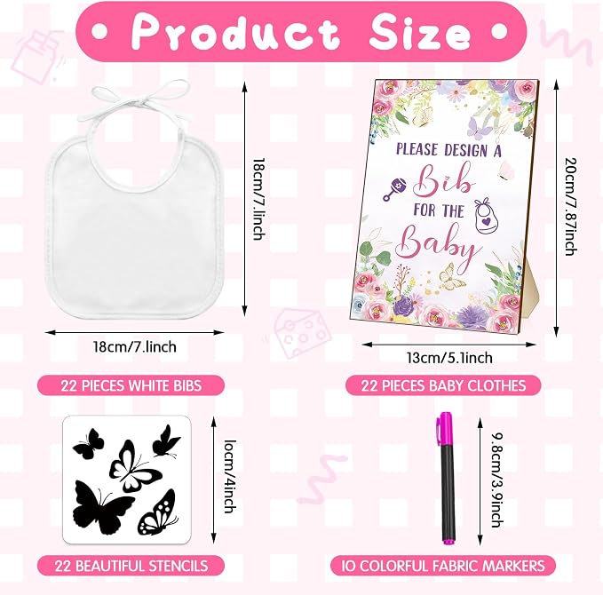 Newwiee 55 Pcs White Bibs for Baby Decorating Design a Bib Decorate Plain - Image 2
