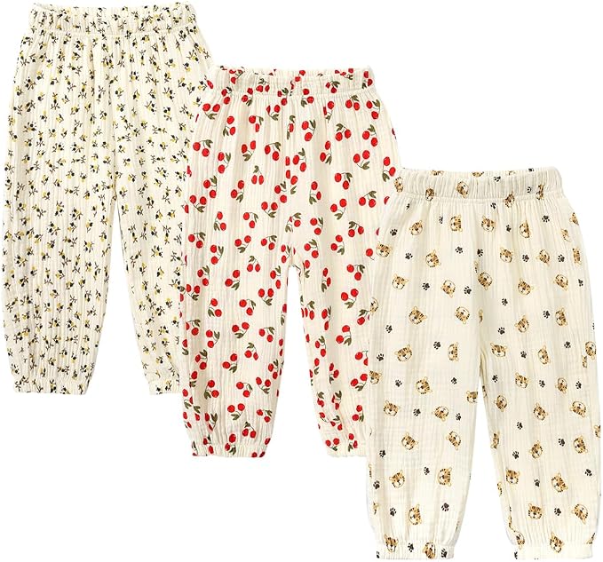 MYGBCPJS Baby Boys Girls Cotton Linen Trousers Kids Casual Ankle Pants Loose - Image 2