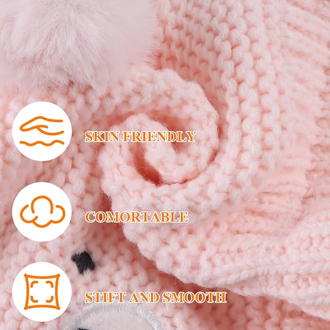 JANGANNSA Cute Bear Baby Beanie Pompom Baby Boys Hat Infant Toddler Winter - Image 6