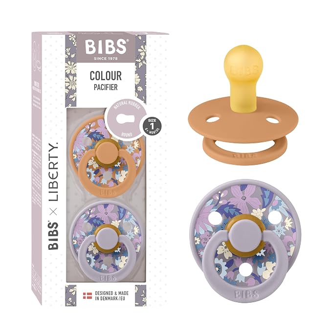 BIBS Colour Liberty Soother 2-Pack, BPA Free Dummy Pacifier, Round Nipple. by BIBS