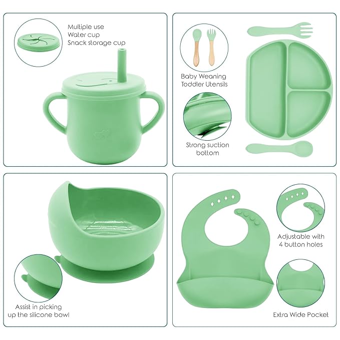 100% Silicone Baby Feeding Set, BPA Free Baby Dishes Set - Image 4