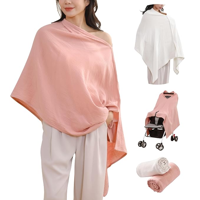 2-Pack Nursing Covers for Breastfeeding, 100% Organic Cotton Muslin by TADOMUSLIN