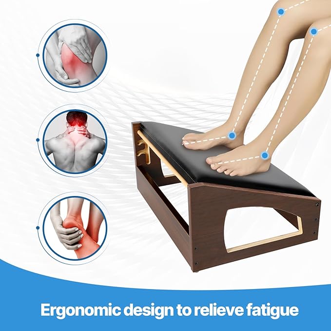 Ergonomic Foot Rest, 4 Adjustable Height Foot Stool, Footrest Under Desk， Soft - Image 2