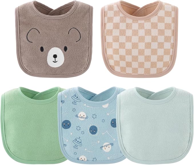 The Peanutshell Baby Boy or Girl Terry Bibs Set of 10-100% Cotton, Absorbent - Image 5