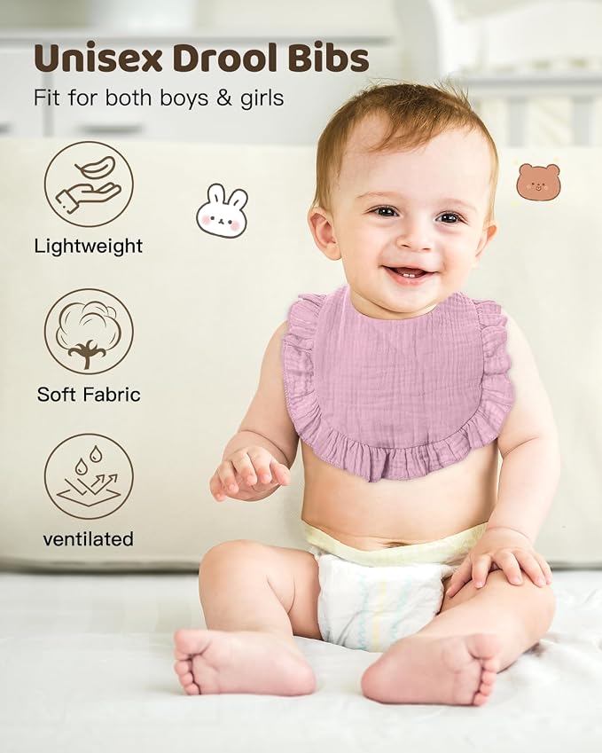Lictin 8-Pack Muslin Baby Bibs - Image 5