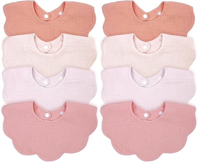 Baby Bibs Muslin Bibs 8 Pack for Drooling and Teething for Unisex Girls Boys by DOSMINE