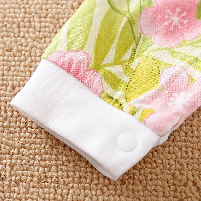 Cute Giraffe + Zebra With Floral Print Long Sleeve Baby Girl Clothes White - Image 6