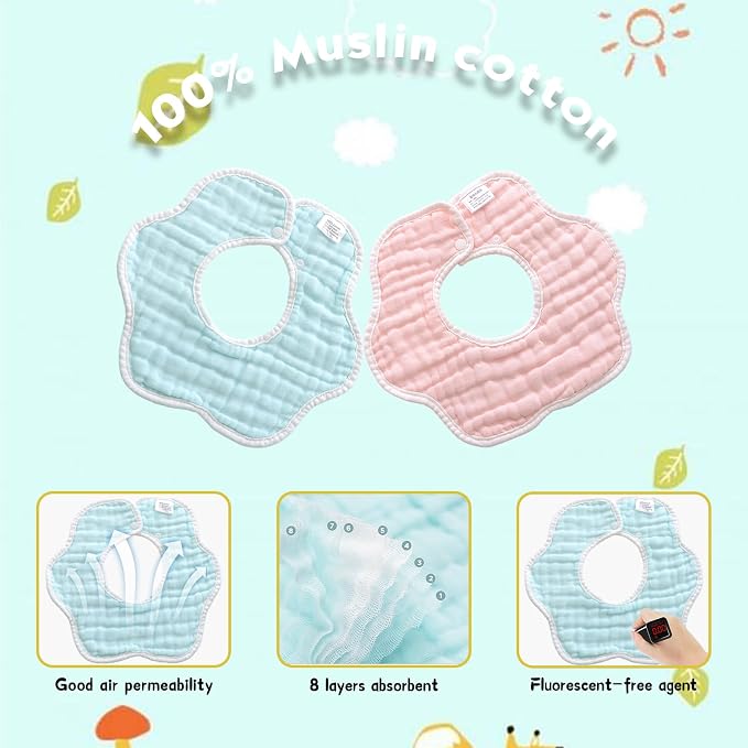 Muslin Baby Bibs for Drooling and Teething Newborn Drool Bibs for Baby Girl Boy - Image 4