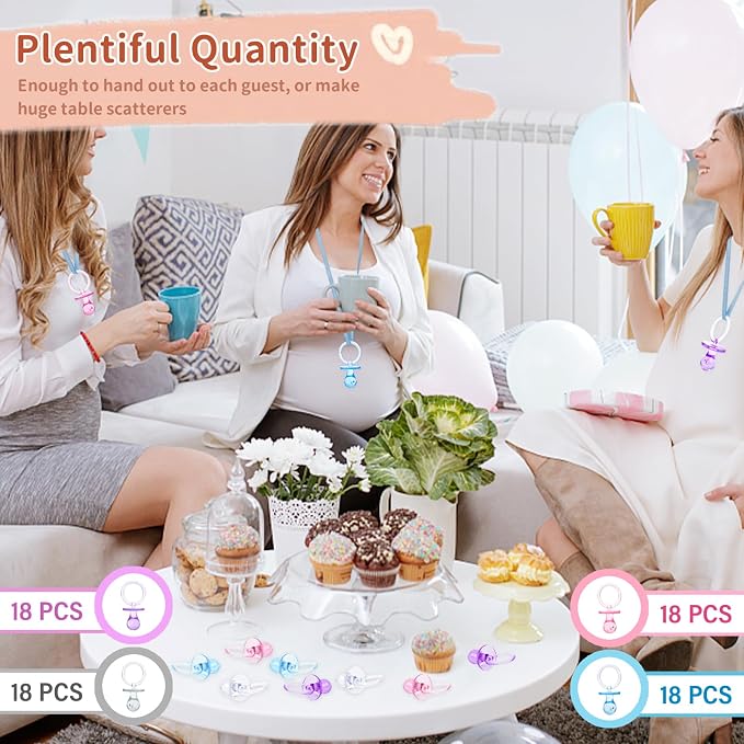 72 Pcs Baby Shower Pacifiers, 2.75’’ Plastic Pacifiers - Image 4