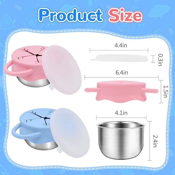 2 Pack Toddler Snack Containers –13.5oz Food Grade Stainless Steel Snack Cups - Image 5