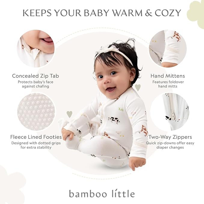 Bamboo Little Soft Baby Footie Pajamas, Baby Clothes, Newborn Sleepers - Image 2