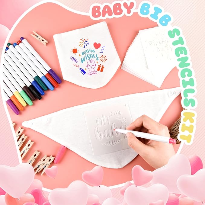 NACHLYNN 165 Pcs White Baby Bibs Baby Shower Games Set Including 36 Blank Baby - Image 5