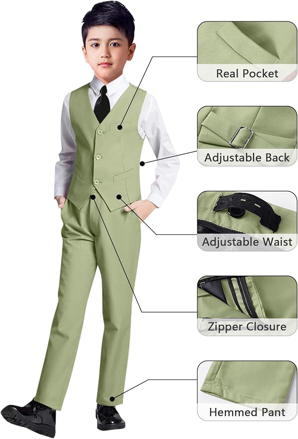 YuanLu Boys Suit for Kids Tuxedo Wedding Ring Bearer Outfit, 5 Piece Boy Slim - Image 4