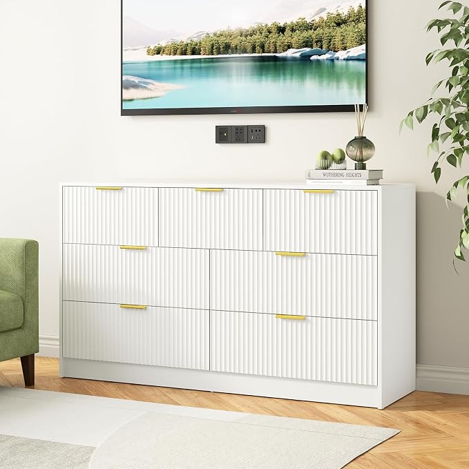 7 Drawers Dresser for Bedroom, Modern Chest of Drawers, Wood TV Stand Storage - Image 3