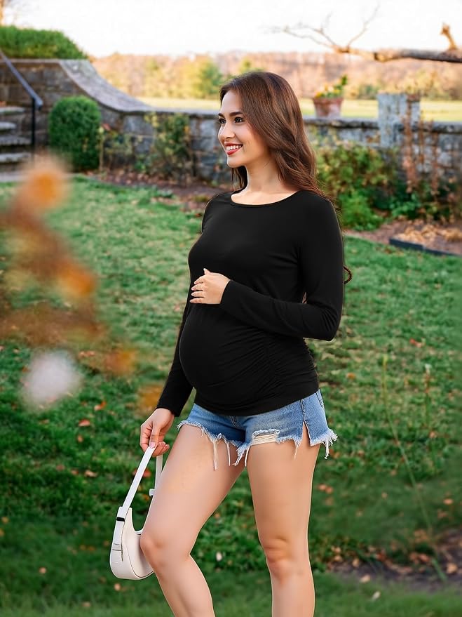 Maternity Shirts Long Sleeve Pregnancy Top - Image 5